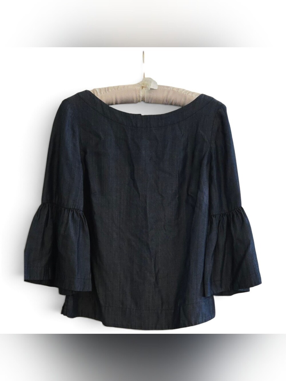 White House Black Market Black Bell Sleeve Top - Classic Boatneck